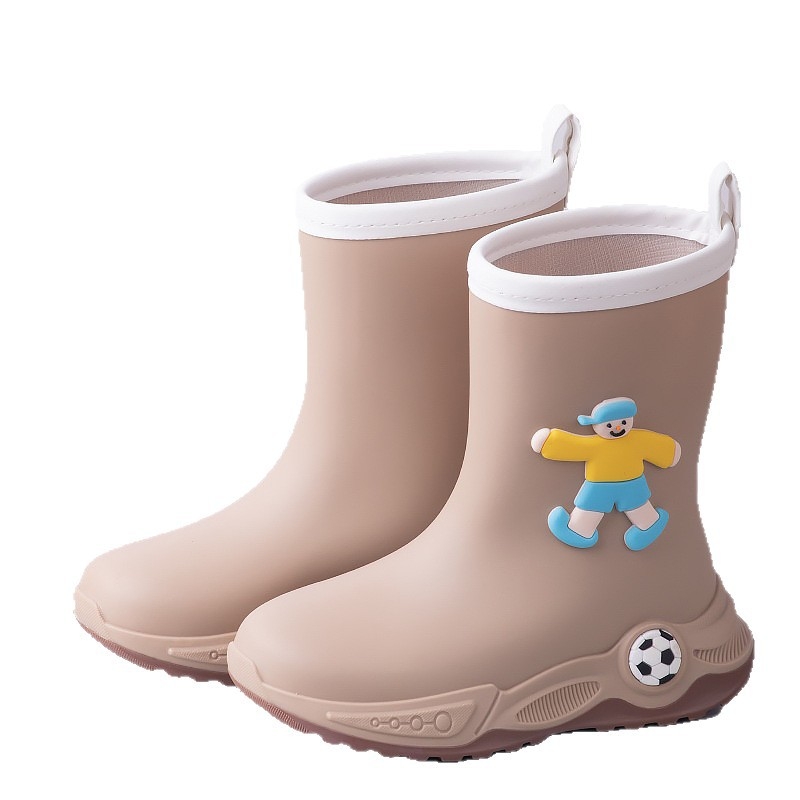 Ghete de ploaie pentru copii - stil cartoon sport, partea superioară din PVC, toc mic 1–3 cm, gambă medie, unisex, pentru toate anotimpurile