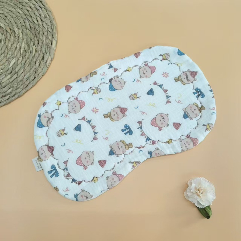Бебешка възглавничка за новородени, двустранно печатена облачна концепция, памучен пълнеж, стил карикатура, безопасност клас A, подходяща за 0–12 месеца