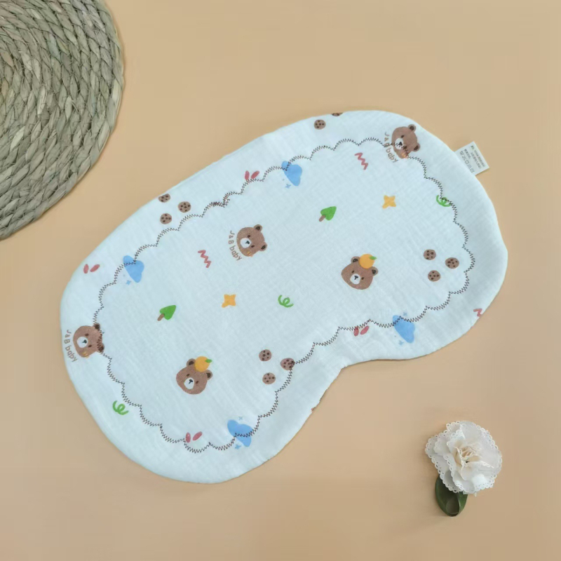 Бебешка възглавничка за новородени, двустранно печатена облачна концепция, памучен пълнеж, стил карикатура, безопасност клас A, подходяща за 0–12 месеца