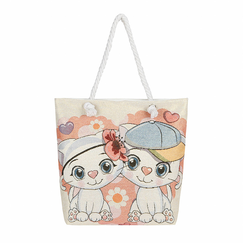 Τσαντα από καμβά με μοτίβο σκύλου, μεγάλη χωρητικότητα, ύφασμα βαμβακό-λινό, άνοιγμα με φερμουάρ, εσωτερικό τσεπάκι με φερμουάρ, διπλοί ιμάντες, ευέλικτη ως crossbody ή χειραποσκευή.
