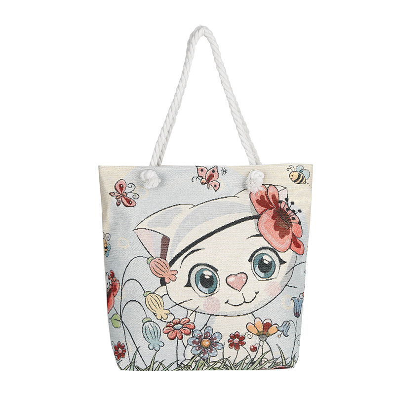 Τσαντα από καμβά με μοτίβο σκύλου, μεγάλη χωρητικότητα, ύφασμα βαμβακό-λινό, άνοιγμα με φερμουάρ, εσωτερικό τσεπάκι με φερμουάρ, διπλοί ιμάντες, ευέλικτη ως crossbody ή χειραποσκευή.