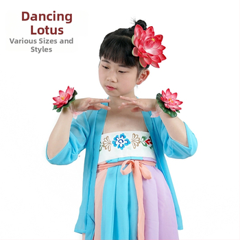 Táncrekvizit: selyem virágból készült lótusz, mű-lótusz levéllel; fej- és kéz dekoráció óvodai és általános iskola előadásokhoz (Anyag: selyem virág; Márka: Egyéb; Készítés: Egyéb; Cél: Fényképezési rekvizit)