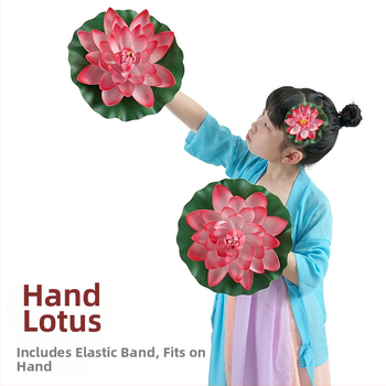 Táncrekvizit: selyem virágból készült lótusz, mű-lótusz levéllel; fej- és kéz dekoráció óvodai és általános iskola előadásokhoz (Anyag: selyem virág; Márka: Egyéb; Készítés: Egyéb; Cél: Fényképezési rekvizit)