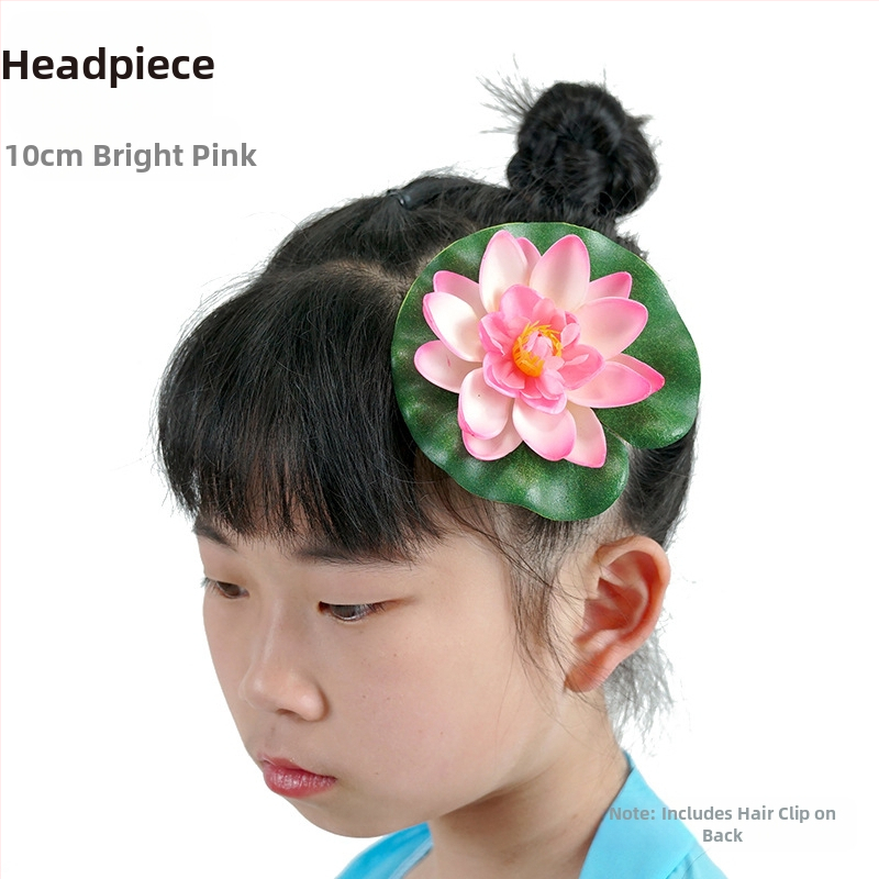 Táncrekvizit: selyem virágból készült lótusz, mű-lótusz levéllel; fej- és kéz dekoráció óvodai és általános iskola előadásokhoz (Anyag: selyem virág; Márka: Egyéb; Készítés: Egyéb; Cél: Fényképezési rekvizit)