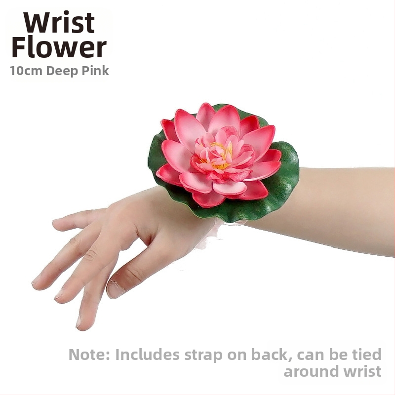 Táncrekvizit: selyem virágból készült lótusz, mű-lótusz levéllel; fej- és kéz dekoráció óvodai és általános iskola előadásokhoz (Anyag: selyem virág; Márka: Egyéb; Készítés: Egyéb; Cél: Fényképezési rekvizit)