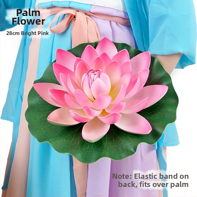 Táncrekvizit: selyem virágból készült lótusz, mű-lótusz levéllel; fej- és kéz dekoráció óvodai és általános iskola előadásokhoz (Anyag: selyem virág; Márka: Egyéb; Készítés: Egyéb; Cél: Fényképezési rekvizit)