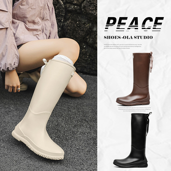 Ženske gumene čizme za kišu s pamukom podstavom, visokim usponom, PVC gornji dio, vodootporne i protuklizne, niski potplat 1–3 cm.