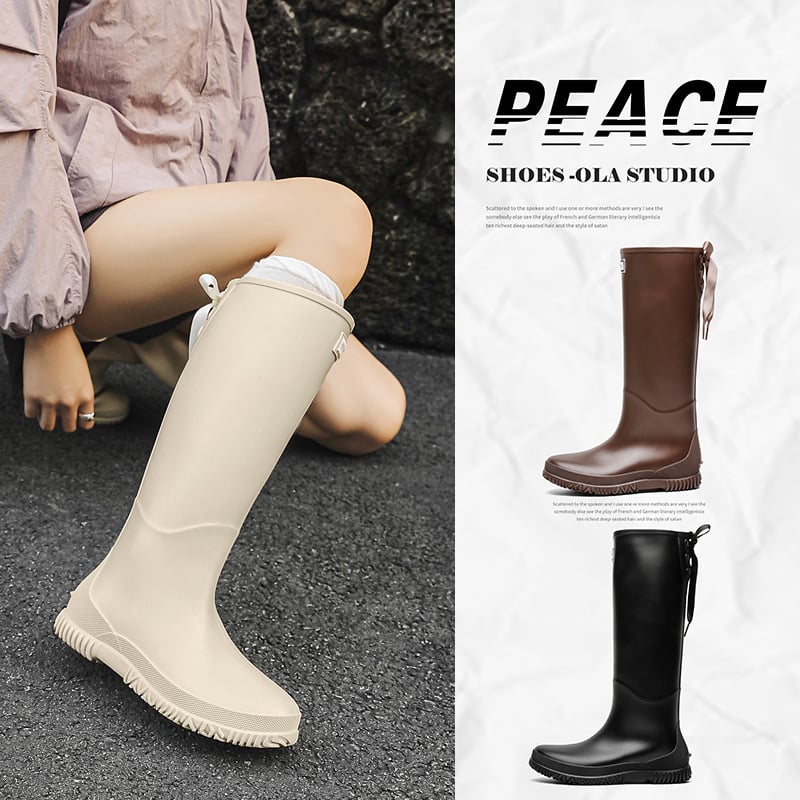 Ženske gumene čizme za kišu s pamukom podstavom, visokim usponom, PVC gornji dio, vodootporne i protuklizne, niski potplat 1–3 cm.