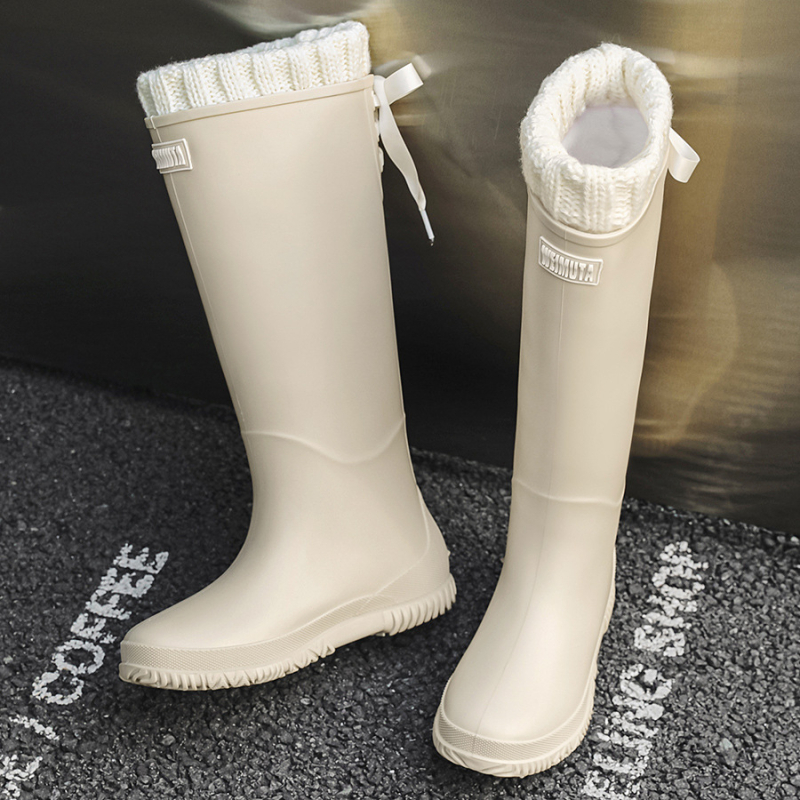 Ženske gumene čizme za kišu s pamukom podstavom, visokim usponom, PVC gornji dio, vodootporne i protuklizne, niski potplat 1–3 cm.