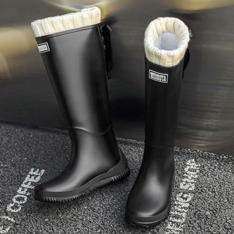 Ženske gumene čizme za kišu s pamukom podstavom, visokim usponom, PVC gornji dio, vodootporne i protuklizne, niski potplat 1–3 cm.