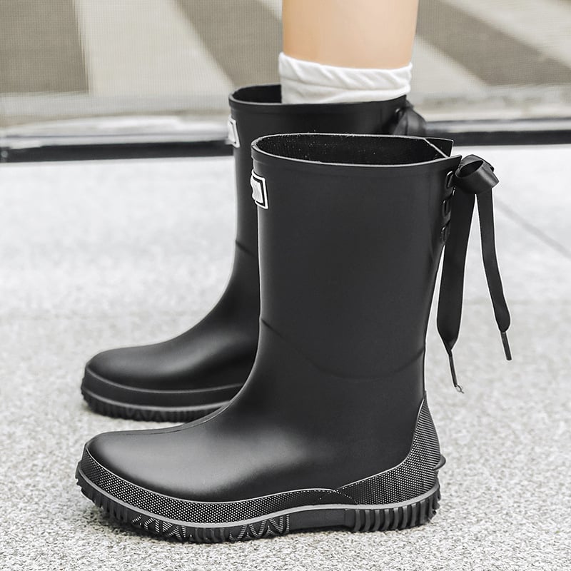 Ženske gumene čizme za kišu s pamukom podstavom, visokim usponom, PVC gornji dio, vodootporne i protuklizne, niski potplat 1–3 cm.