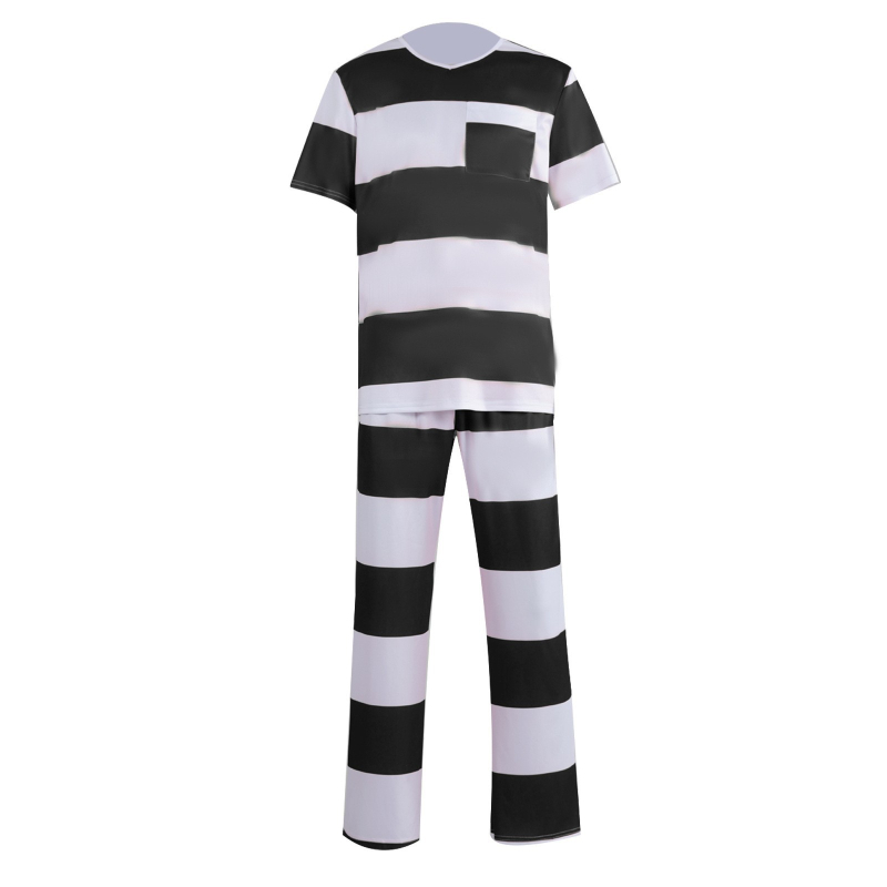 Halloween kostim zatvorenika za odrasle, unisex, laneno-poliester smjesa, za igranje uloga, proljeće 2025