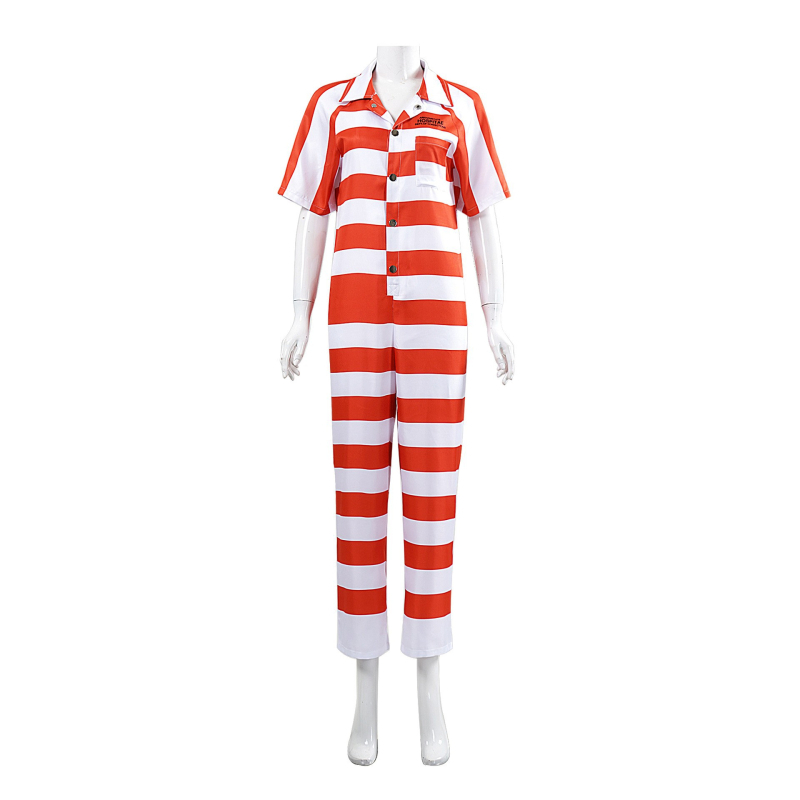 Halloween kostim zatvorenika za odrasle, unisex, laneno-poliester smjesa, za igranje uloga, proljeće 2025
