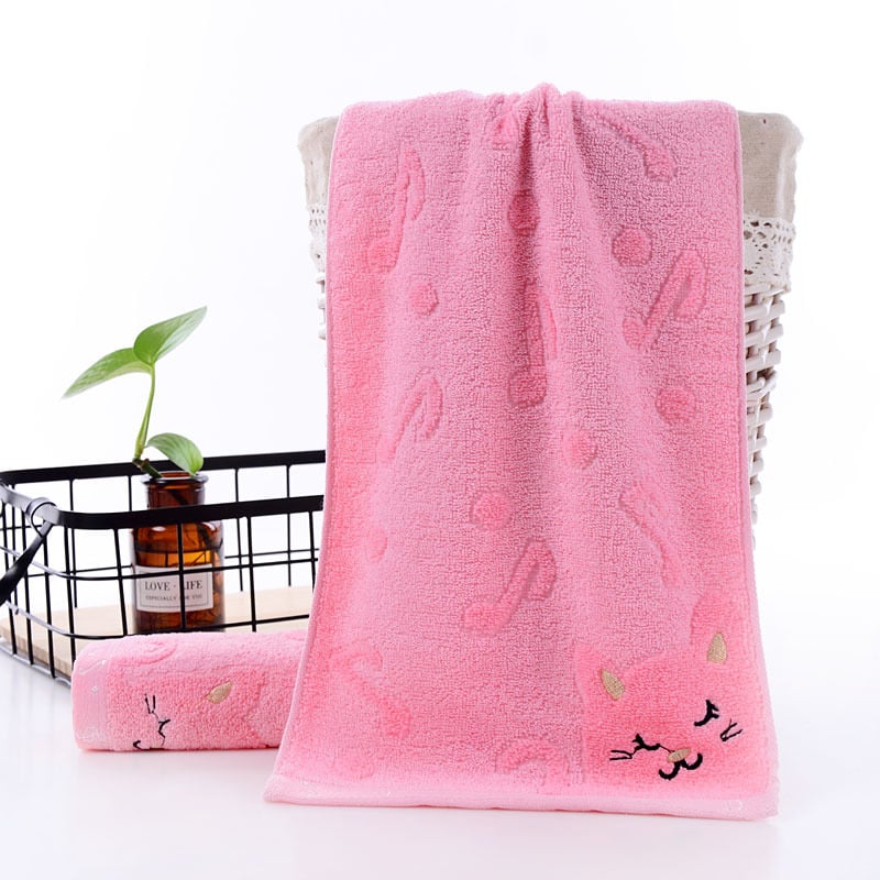 Хавлия за бебета и деца от бамбукови влакна с карикатурен дизайн на котка; бродерия, жакард; тегло 50-80 g