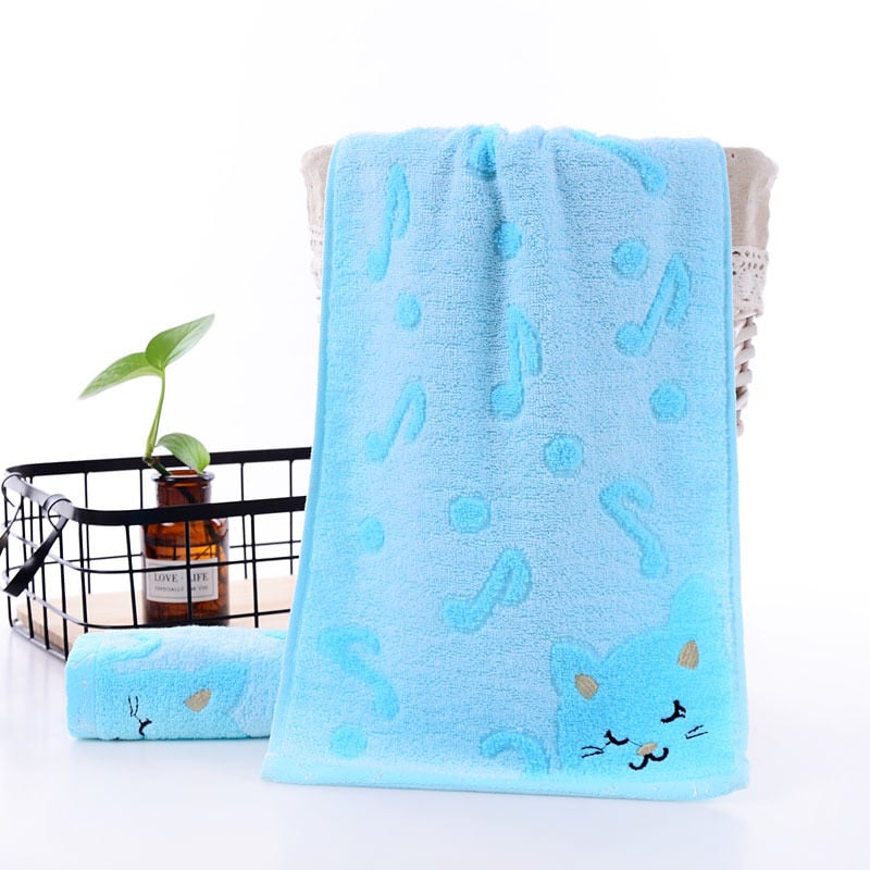 Хавлия за бебета и деца от бамбукови влакна с карикатурен дизайн на котка; бродерия, жакард; тегло 50-80 g