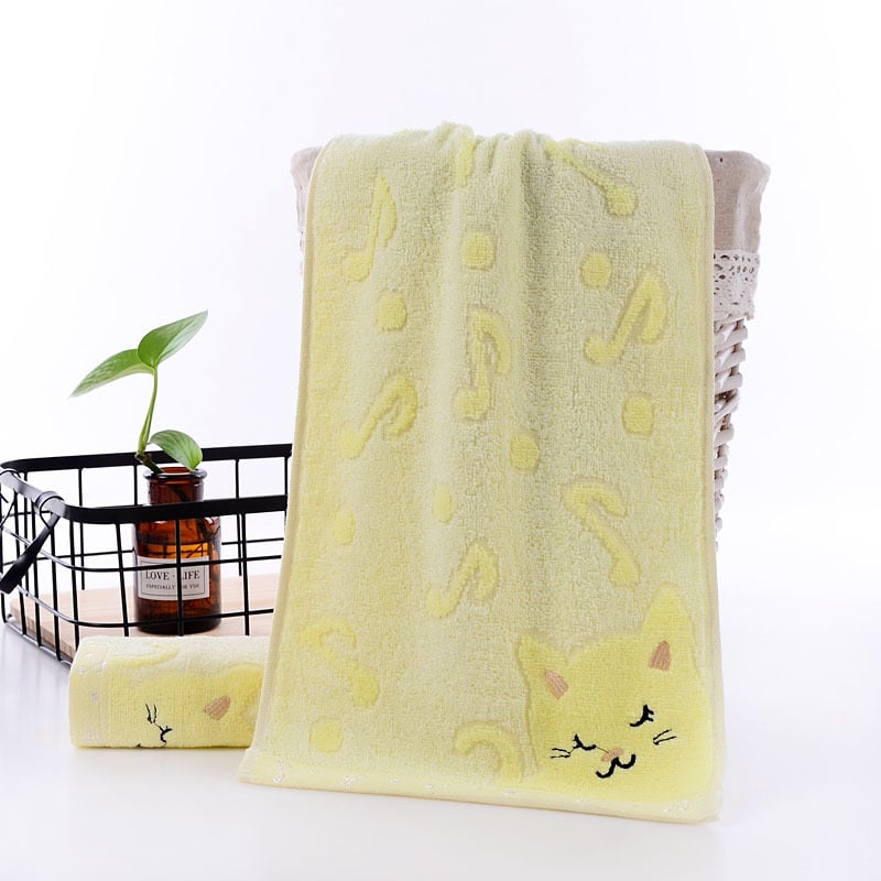 Хавлия за бебета и деца от бамбукови влакна с карикатурен дизайн на котка; бродерия, жакард; тегло 50-80 g