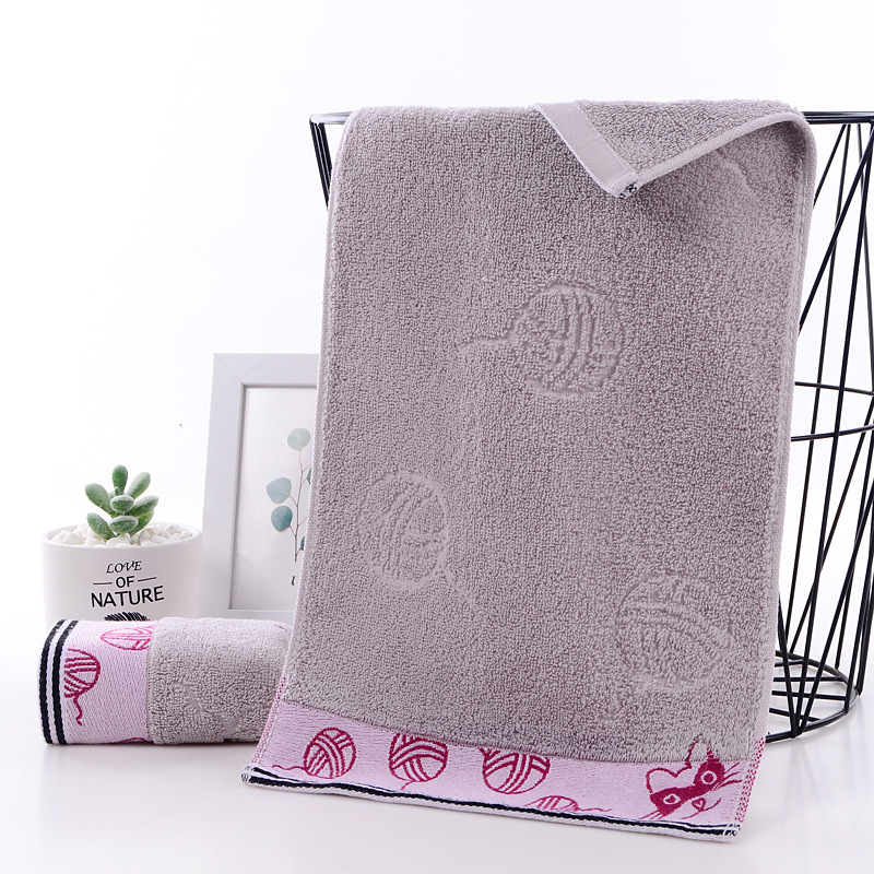 Хавлия за бебета и деца от бамбукови влакна с карикатурен дизайн на котка; бродерия, жакард; тегло 50-80 g