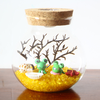 Kit DIY pentru peisaj submarin într-o sticlă din borosilicat înalt, cu LED-uri – design geometric, turnare prin suflare, suprafață lustruită