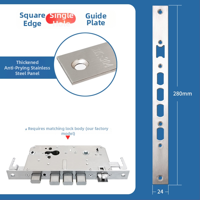 Telo zámku dverí s odtlačkom prsta, nerezová oceľ, 85 g, model Guide plate, moderný minimalistický štýl
