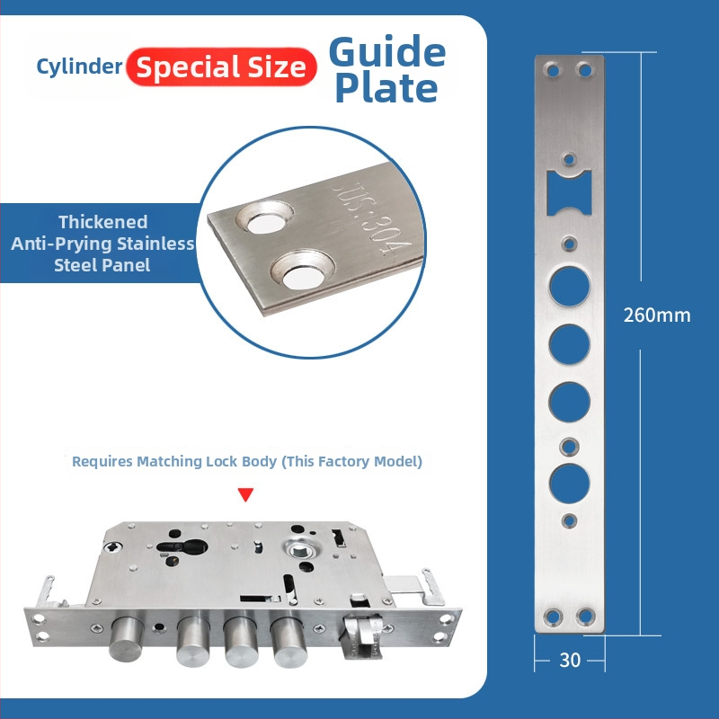 Telo zámku dverí s odtlačkom prsta, nerezová oceľ, 85 g, model Guide plate, moderný minimalistický štýl