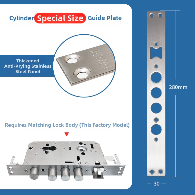 Telo zámku dverí s odtlačkom prsta, nerezová oceľ, 85 g, model Guide plate, moderný minimalistický štýl
