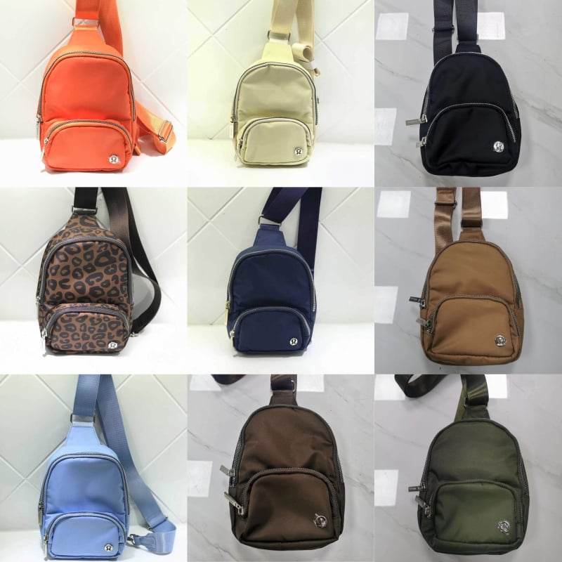 LU Geantă crossbody portabilă pentru yoga – 2L, nylon, fermoar, buzunar pentru telefon, buzunar exterior structurat