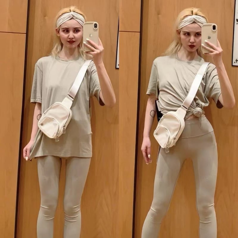 LU Geantă crossbody portabilă pentru yoga – 2L, nylon, fermoar, buzunar pentru telefon, buzunar exterior structurat