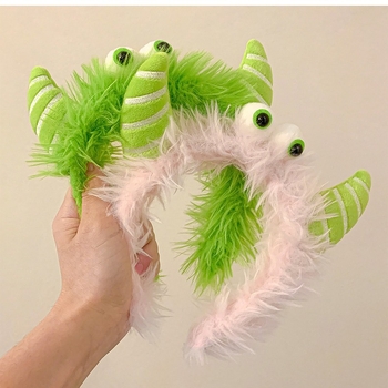 Плюшена лента за глава, ръчно изработена, забавна с големи очи – карикатурен аксесоар за коса, унисекс