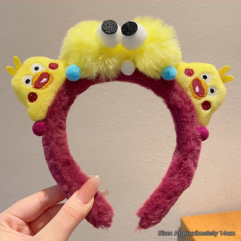 Плюшена лента за глава, ръчно изработена, забавна с големи очи – карикатурен аксесоар за коса, унисекс