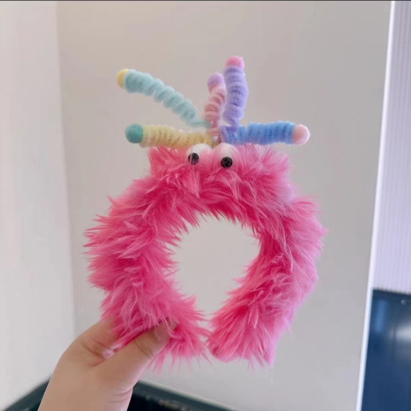 Плюшена лента за глава, ръчно изработена, забавна с големи очи – карикатурен аксесоар за коса, унисекс