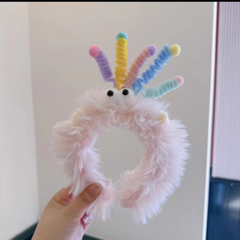 Плюшена лента за глава, ръчно изработена, забавна с големи очи – карикатурен аксесоар за коса, унисекс