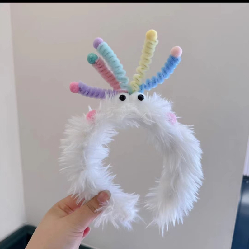 Плюшена лента за глава, ръчно изработена, забавна с големи очи – карикатурен аксесоар за коса, унисекс