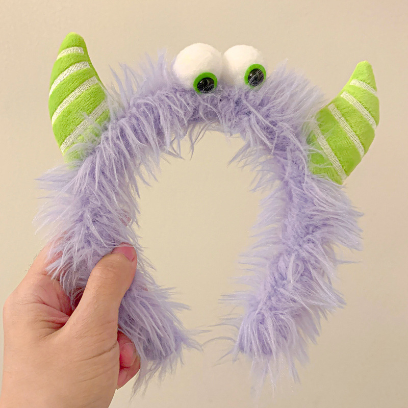 Плюшена лента за глава, ръчно изработена, забавна с големи очи – карикатурен аксесоар за коса, унисекс