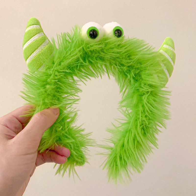 Плюшена лента за глава, ръчно изработена, забавна с големи очи – карикатурен аксесоар за коса, унисекс