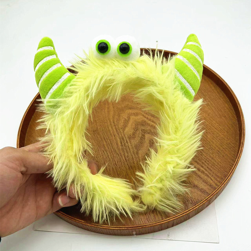 Плюшена лента за глава, ръчно изработена, забавна с големи очи – карикатурен аксесоар за коса, унисекс