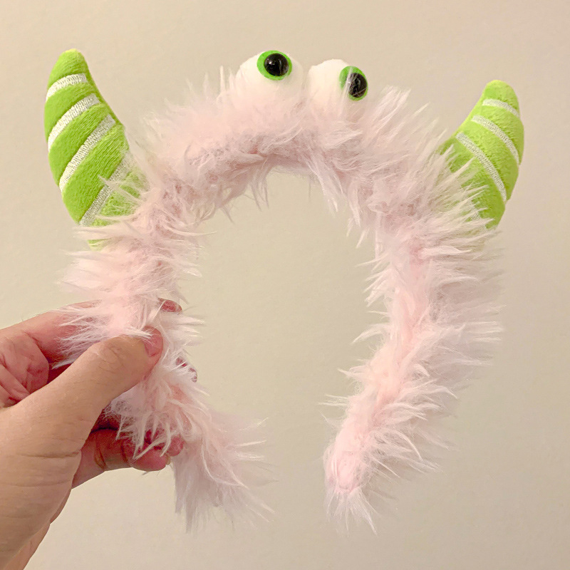 Плюшена лента за глава, ръчно изработена, забавна с големи очи – карикатурен аксесоар за коса, унисекс