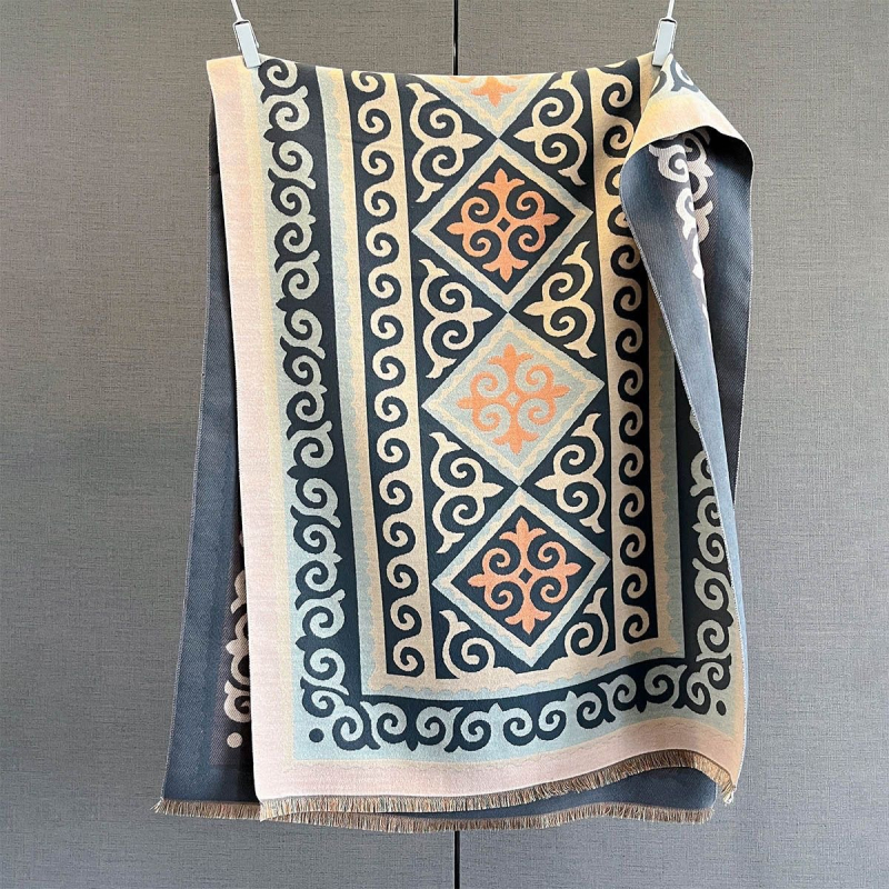 Šal od imitacijskog kašmira za žene, jednostavna tkanina Jacquard, jesen 2025, topao i elegantan, gradski stil