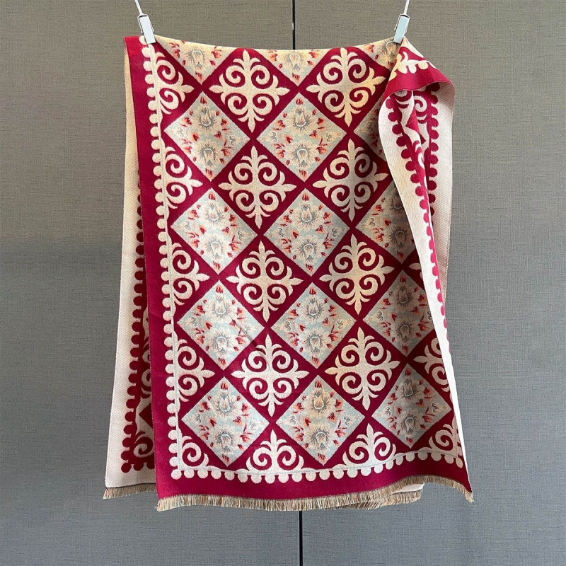 Šal od imitacijskog kašmira za žene, jednostavna tkanina Jacquard, jesen 2025, topao i elegantan, gradski stil