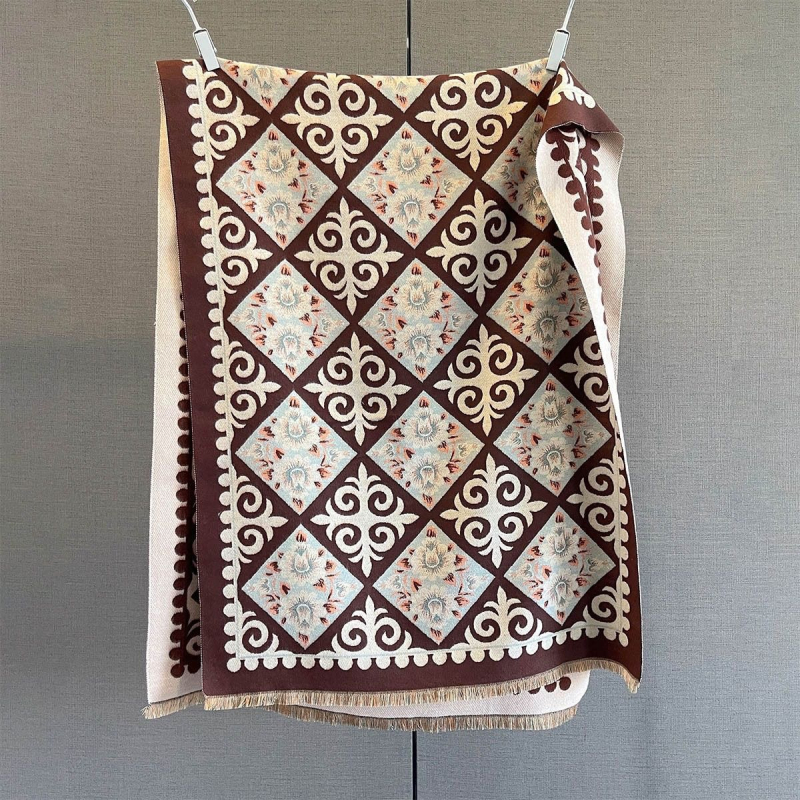 Šal od imitacijskog kašmira za žene, jednostavna tkanina Jacquard, jesen 2025, topao i elegantan, gradski stil