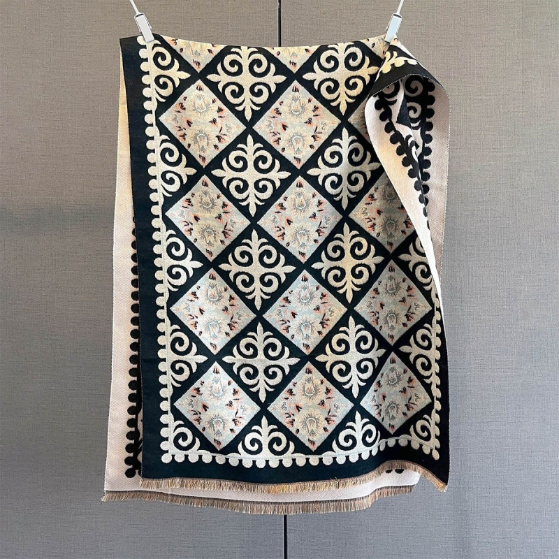 Šal od imitacijskog kašmira za žene, jednostavna tkanina Jacquard, jesen 2025, topao i elegantan, gradski stil