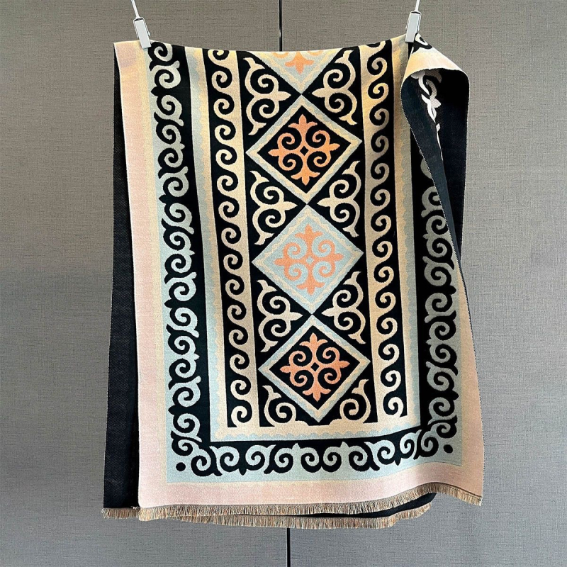 Šal od imitacijskog kašmira za žene, jednostavna tkanina Jacquard, jesen 2025, topao i elegantan, gradski stil