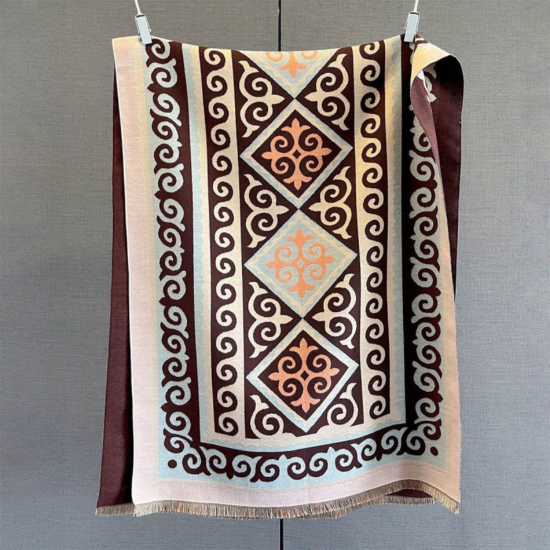 Šal od imitacijskog kašmira za žene, jednostavna tkanina Jacquard, jesen 2025, topao i elegantan, gradski stil