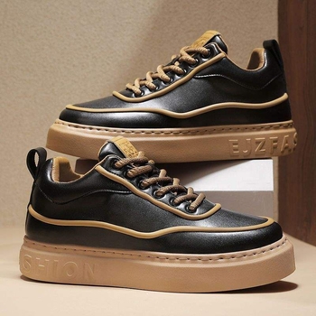 Ανδρικά-Γυναικεία board shoes από PU δέρμα με εσωτερική αύξηση ύψους, μεσαίου ύψους παπούτσια casual για καθημερινή χρήση, κορδόνια, καουτσούκ σόλα