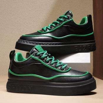 Ανδρικά-Γυναικεία board shoes από PU δέρμα με εσωτερική αύξηση ύψους, μεσαίου ύψους παπούτσια casual για καθημερινή χρήση, κορδόνια, καουτσούκ σόλα