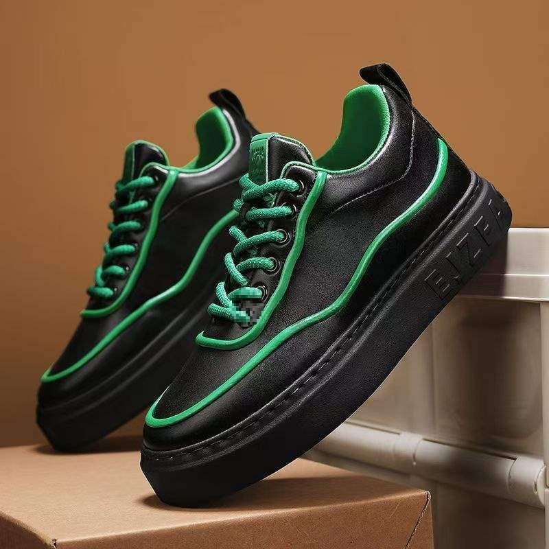 Ανδρικά-Γυναικεία board shoes από PU δέρμα με εσωτερική αύξηση ύψους, μεσαίου ύψους παπούτσια casual για καθημερινή χρήση, κορδόνια, καουτσούκ σόλα