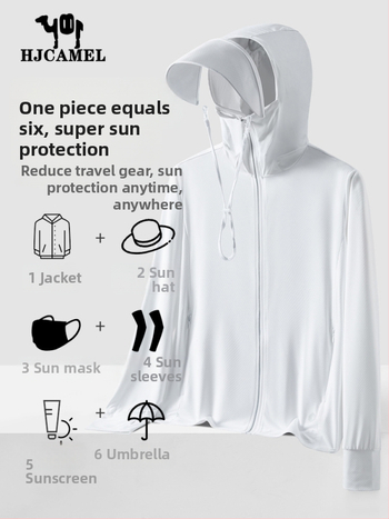 Jachetă de protecție UV pentru bărbați, cu glugă, ușoară și respirabilă, cu margine detașabilă, UPF50+, din poliester