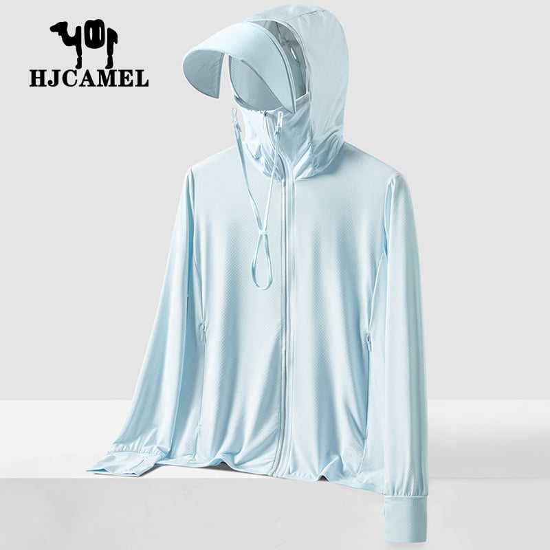 Jachetă de protecție UV pentru bărbați, cu glugă, ușoară și respirabilă, cu margine detașabilă, UPF50+, din poliester