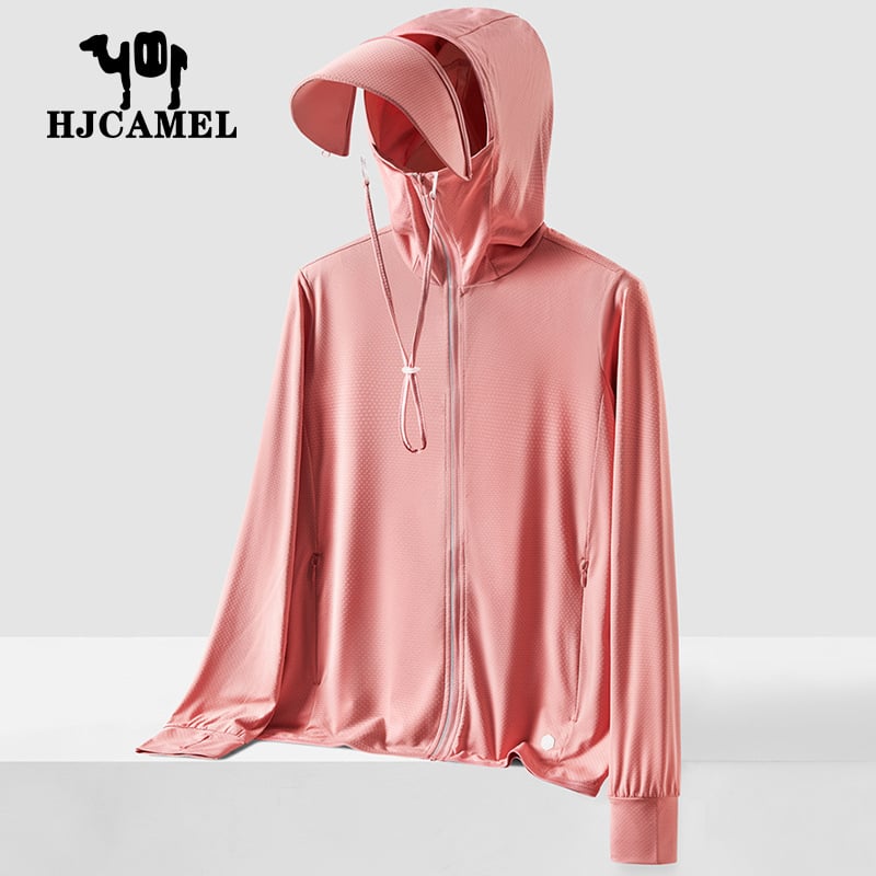 Jachetă de protecție UV pentru bărbați, cu glugă, ușoară și respirabilă, cu margine detașabilă, UPF50+, din poliester