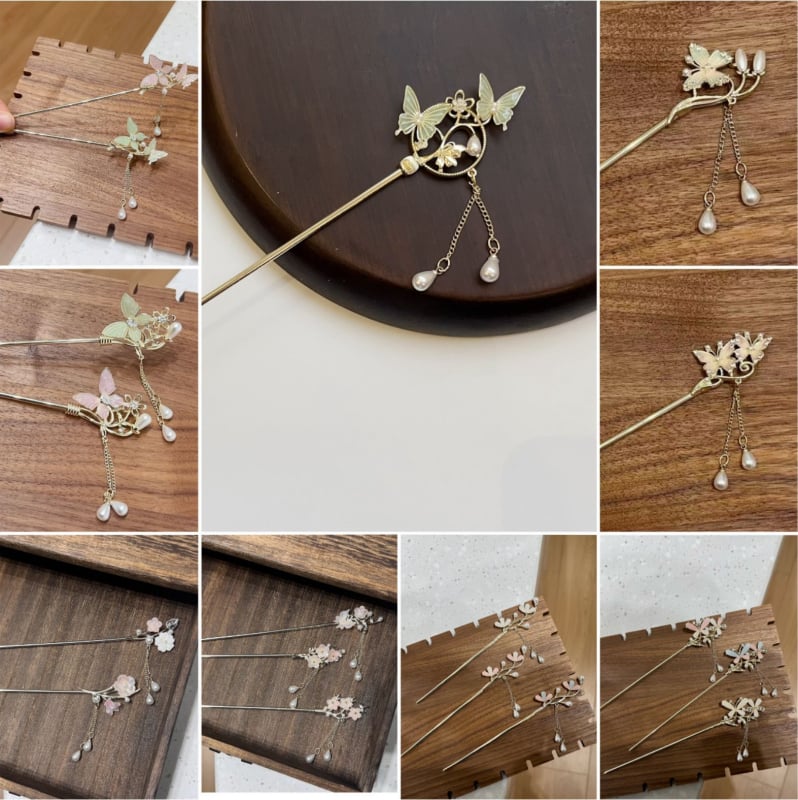 Duomu agrafă de păr, stil chinezesc, aliaj, formă cu ciucuri, placare electrolitică