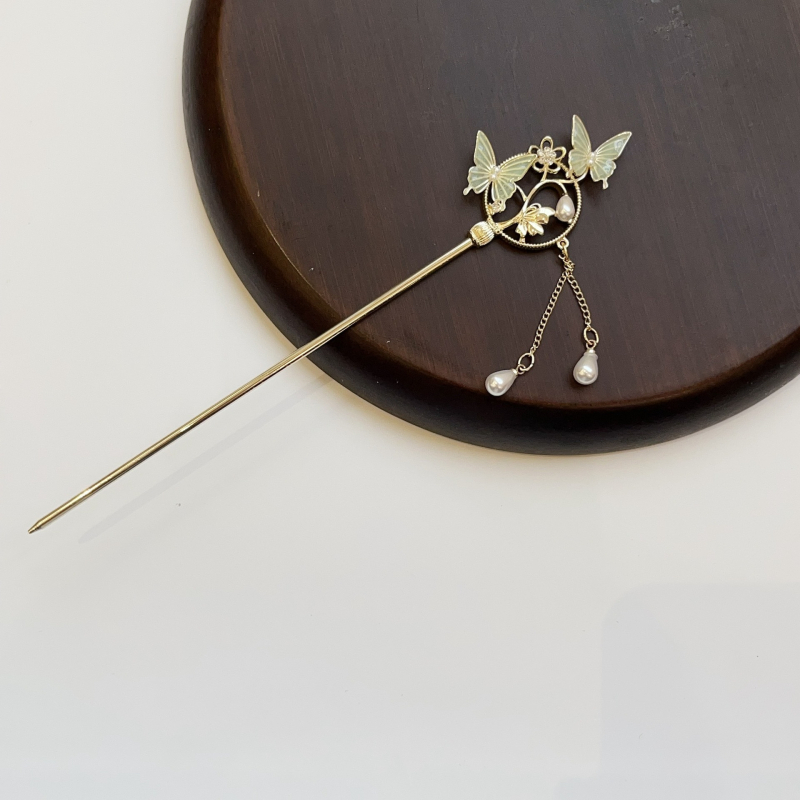 Duomu agrafă de păr, stil chinezesc, aliaj, formă cu ciucuri, placare electrolitică